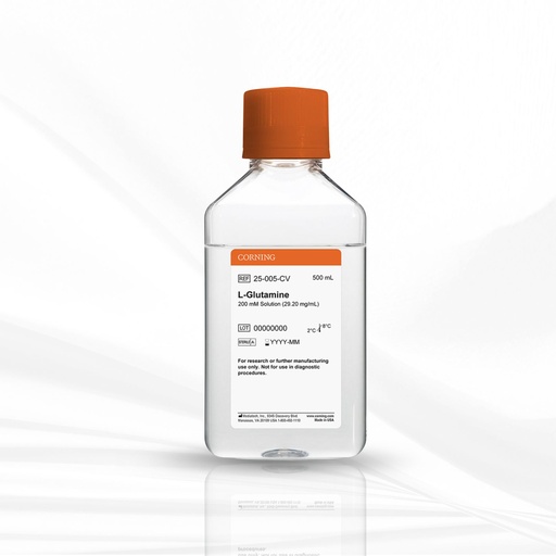 [MT-CC-25-005-CV] Corning® 500 mL L-Glutamine, 200 mM solution, 100x [+] 8.5 g/L NaCl